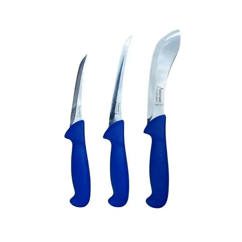 Meat Processing Set Butcher Knife 6" Skinning Knife & 5" 6" Boning Knife - Blue AllYourBlades