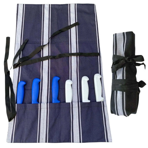 New Butchers Stripe Poly Cotton Knife Bag 6 Pocket Food Industry Specialised AllYourBlades