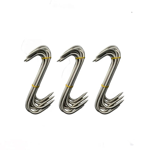 SET 30 x 8 in Butchers Meat Hanging Hooks Solid Stainless Steel Meat S-Hooks